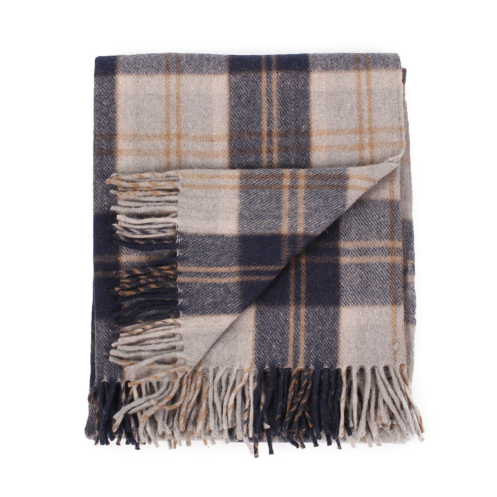 Highland Wool Blend Tartan Blanket / Throw Extra Warm Bannockbane Silver