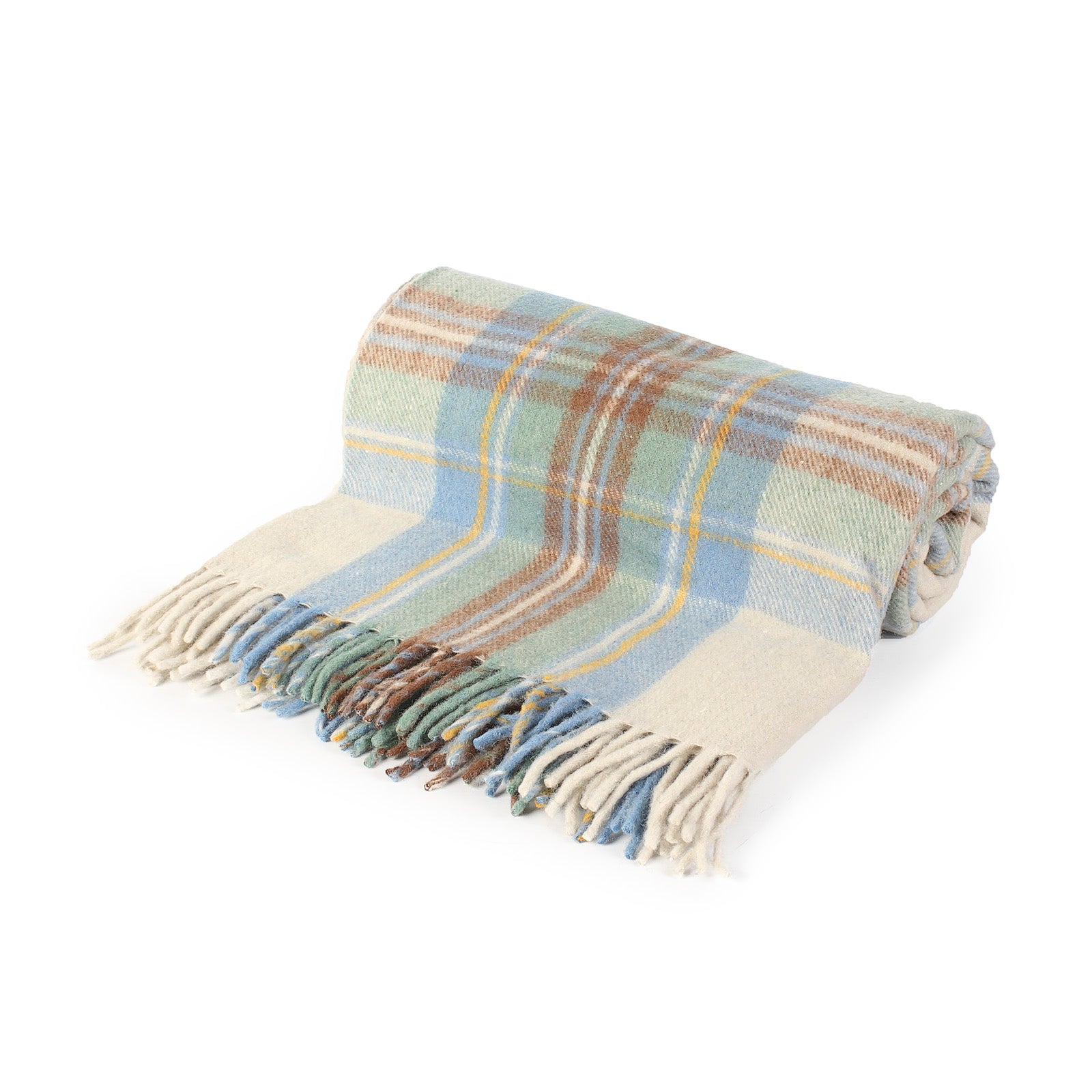 Highland Wool Blend Tartan Blanket / Throw Extra Warm Stewart Muted Blue
