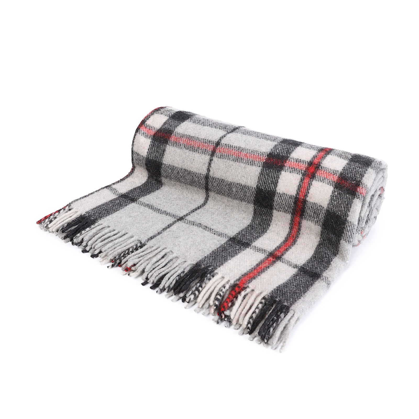 Highland Wool Blend Tartan Blanket / Throw Extra Warm Thomson Grey
