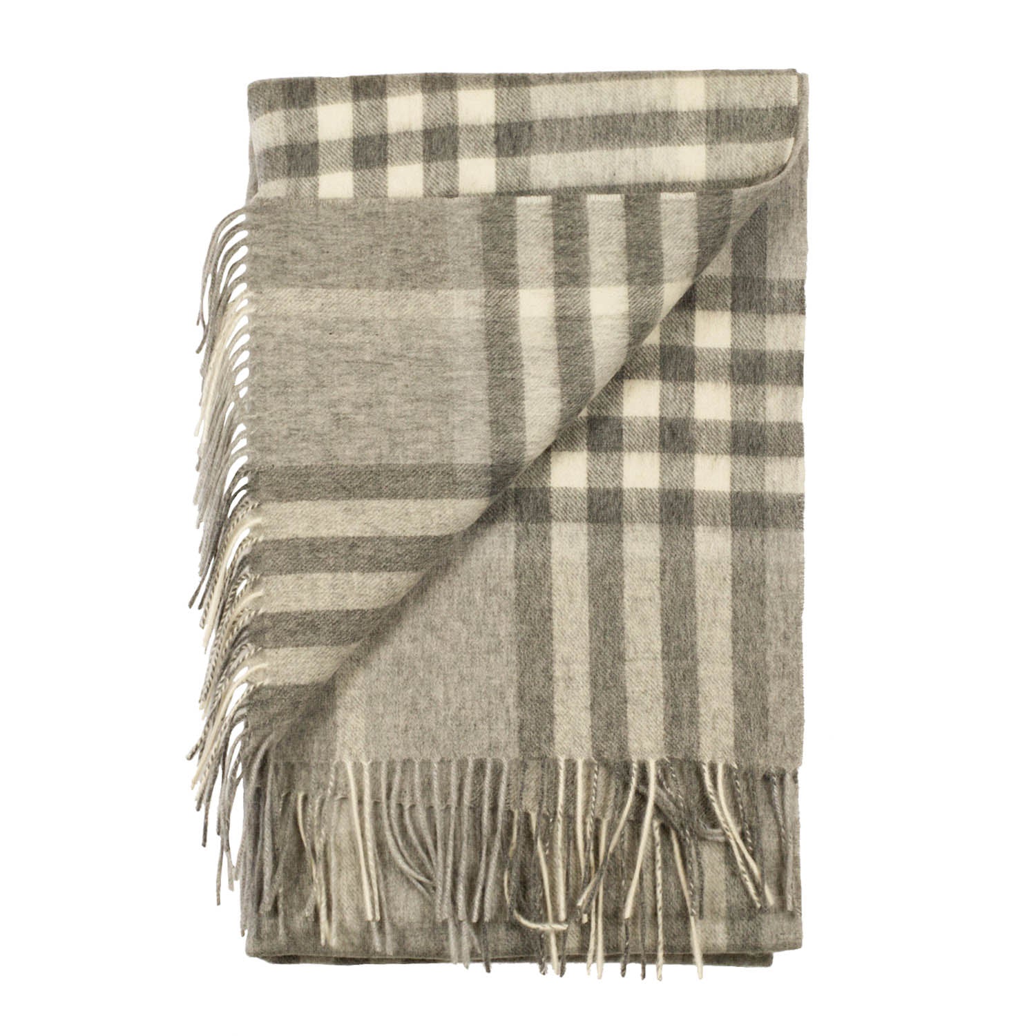Chequer Tartan 90/10 Cashmere Stole Grey