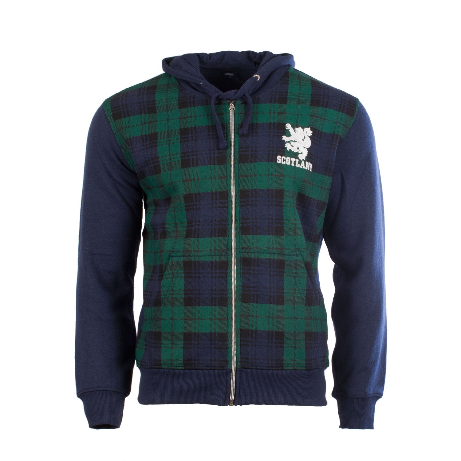 Adults Tartan Lion Zip Hooded Top