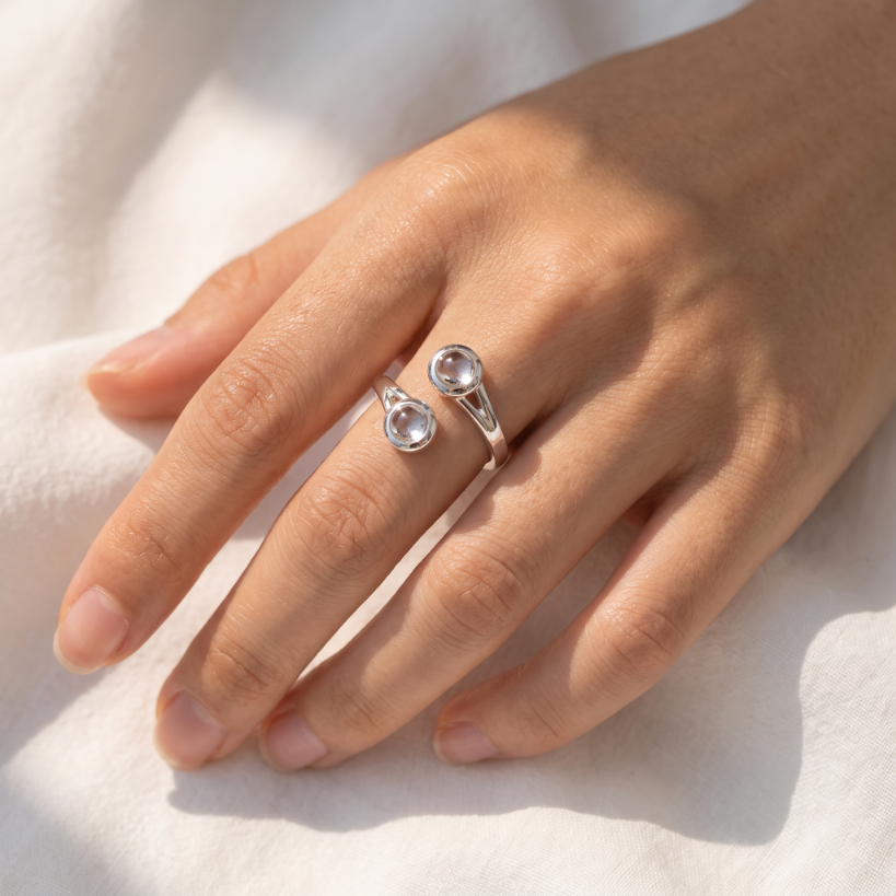 Art Pewter Celtic Birthstone Ring - Silver Plated Pewter - Made in Scotland - April (Crystal)