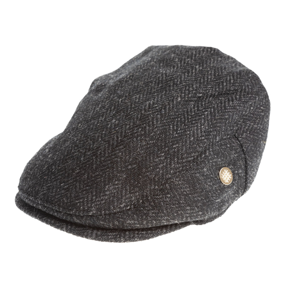 Heddle & Reed Harris Tweed® Flat Cap - Black Herringbone