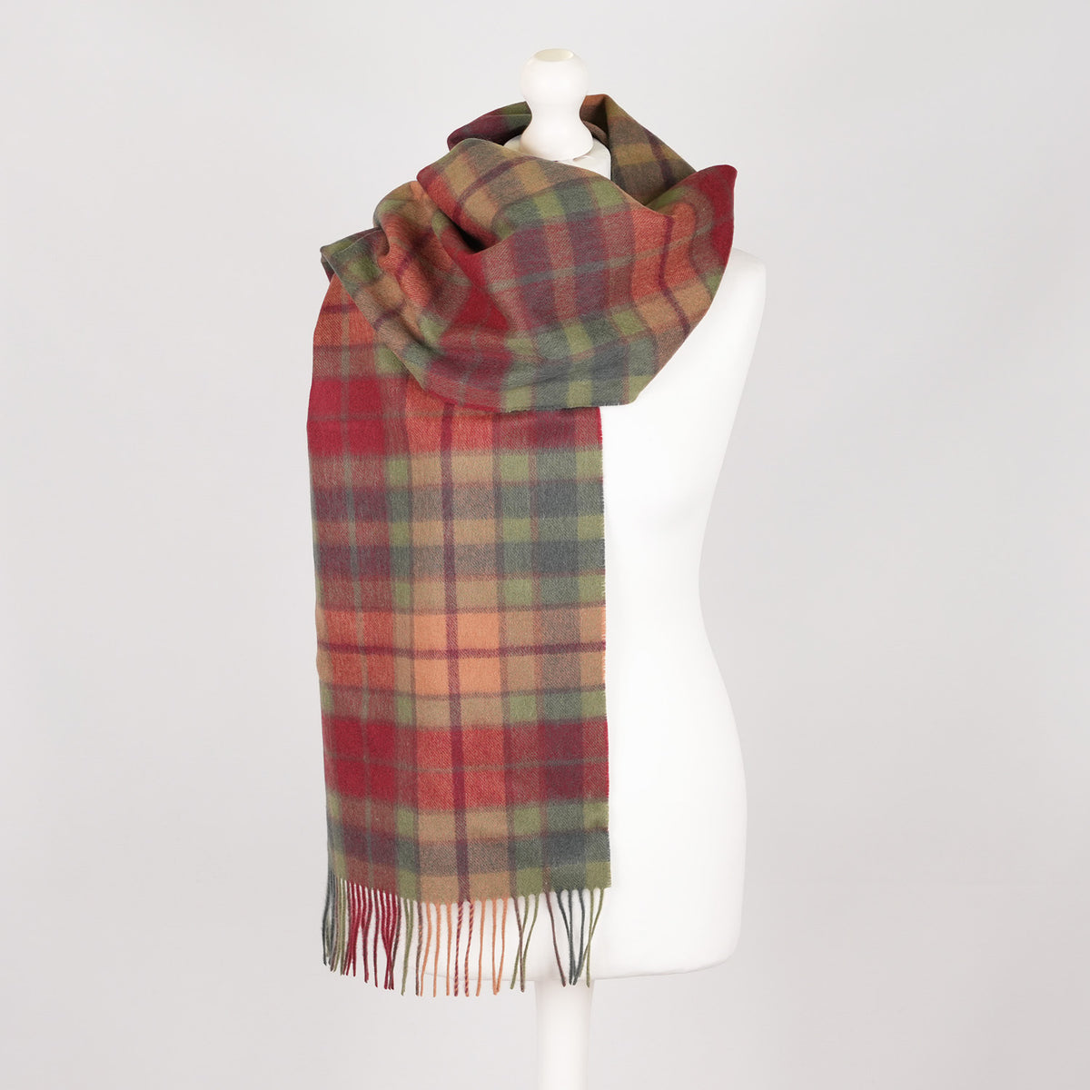 Heritage of Scotland 100% Lambswool Wide Scarf Soft Unisex Winter Wrap - Tartan & Check Designs - Buchanan Autumn