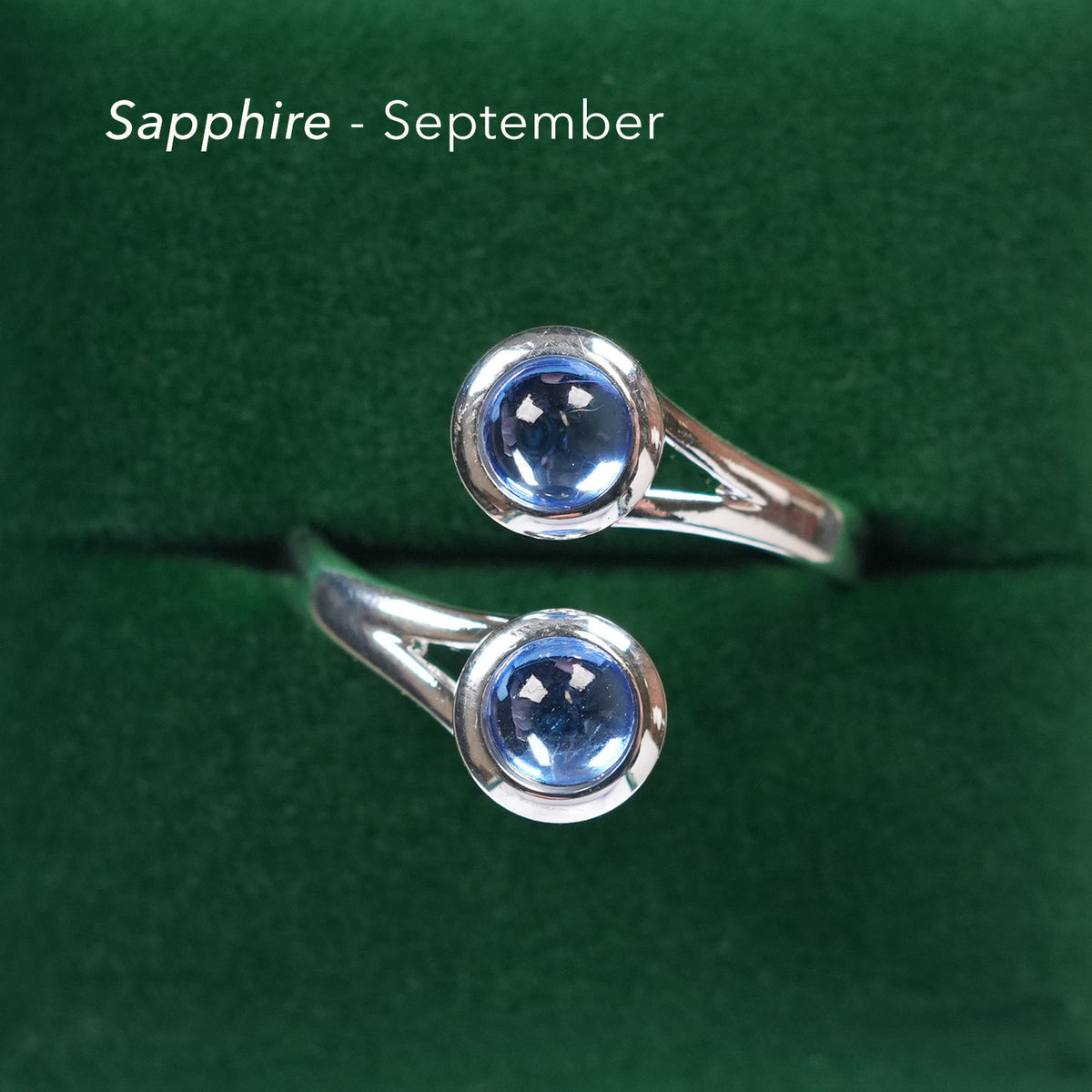 Art Pewter Celtic Birthstone Ring - Silver Plated Pewter - Made in Scotland - September (Sapphire)