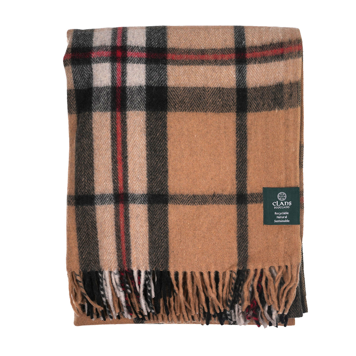 Scottish Tartan Wool-Blend Blanket Throw – Highland Comfort - Highland Wool Blend Tartan Blanket Throw - EXPLODED THOMSON CAMEL