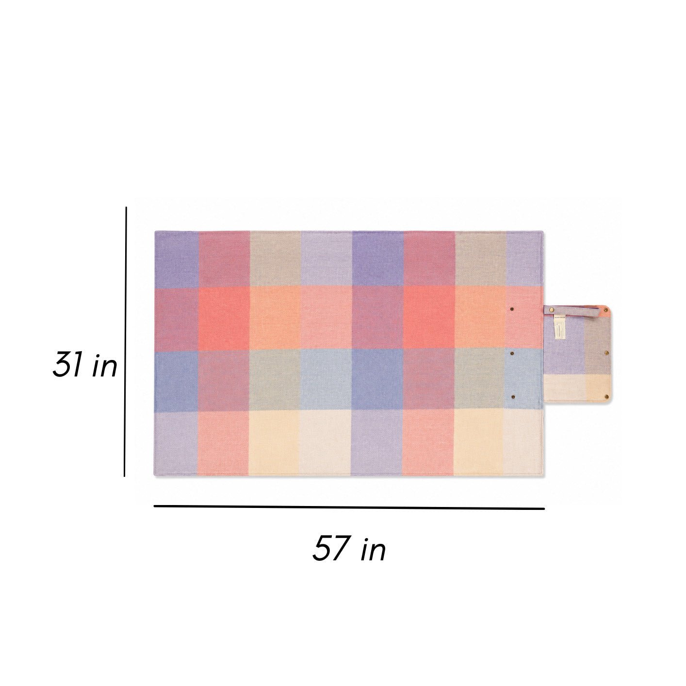 Woodside Check Foldaway Picnic Blanket with Carry Strap – Recycled Wool - PASTEL