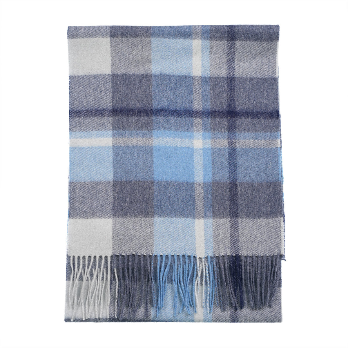 Heritage of Scotland 100% Lambswool Wide Scarf Soft Unisex Winter Wrap - Tartan & Check Designs - Medieval Check - Coniston/Wedgewood Blue