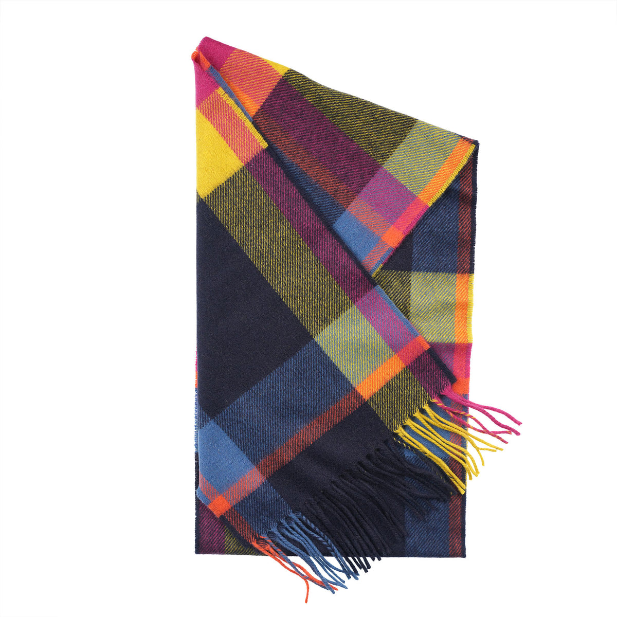 Tartan Weaving Mill 100% Pure Cashmere Scarf – Made in Scotland - MIDDLETON CHECK FESTIVAL FUCHSIA