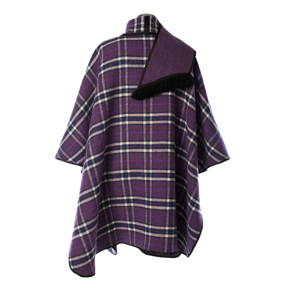 Heritage of Scotland Ladies Warm Reversible Wool Blend Cape - PURPLE