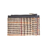 Ht Leather Coin Purse With Card Holder Tan & Brown Dogtooth / Black