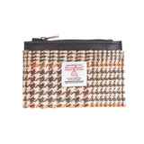 Ht Leather Coin Purse With Card Holder Tan & Brown Dogtooth / Black