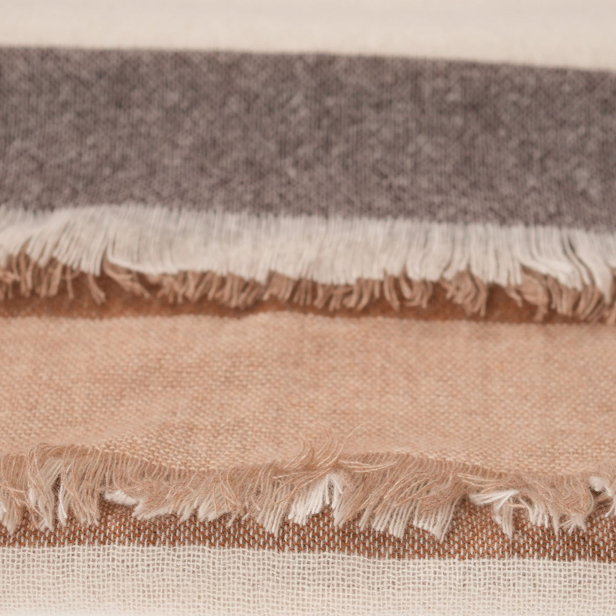 Earthy Block 100% Cashmere Square Scarf - NATURAL