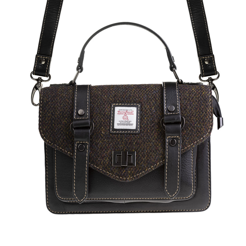 Ht Leather Satchel Bag Dark Brown Barleycorn / Black