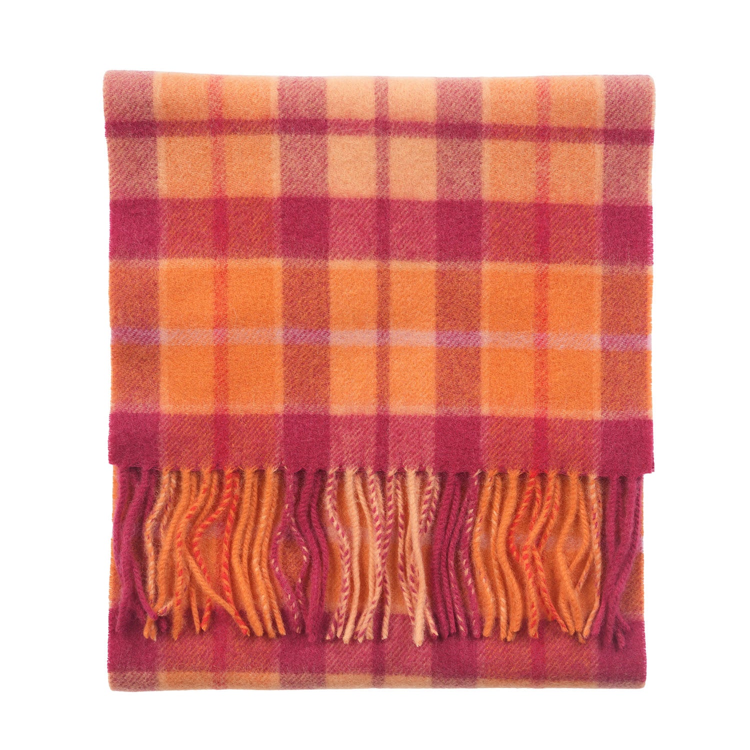 Edinburgh 100% Lambswool Scarf – Premium Soft Wool Wrap - CRAGG CHECK GINGER
