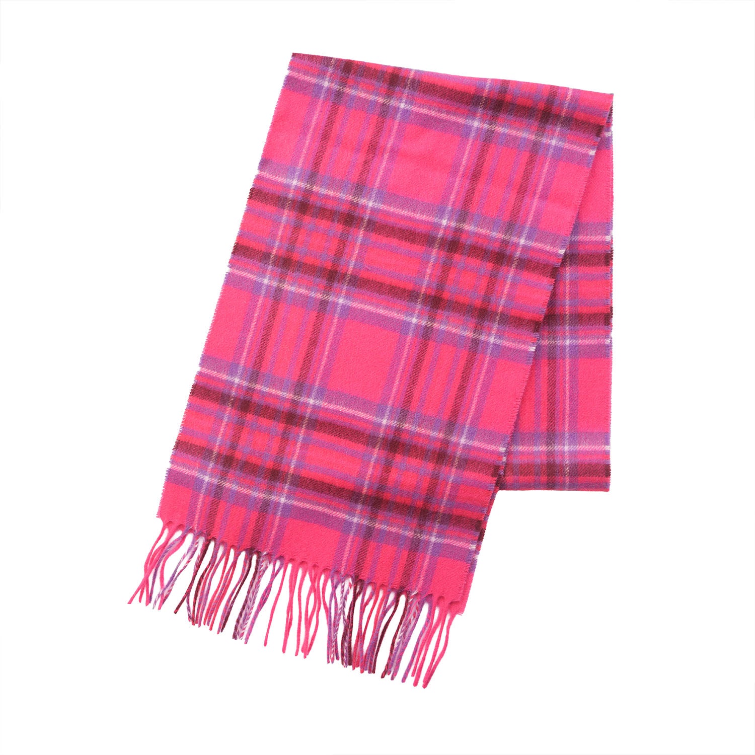 Edinburgh Cashmere Premium Lightweight Scarf - Ultra-Soft Luxury Wrap - STEWART BRIGHT PINK