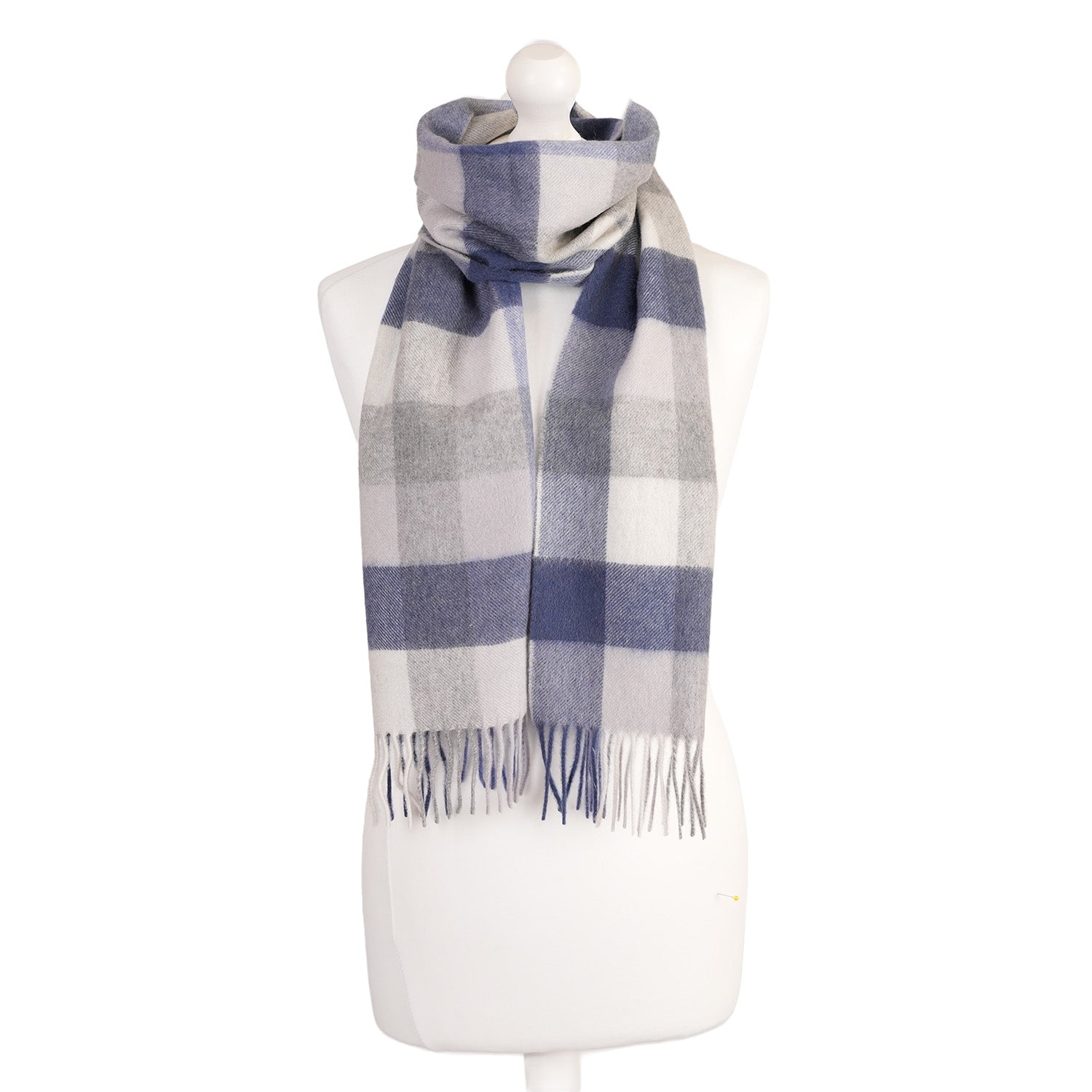 Edinburgh Cashmere Scarf 5 Square Tartan - Blue/Green