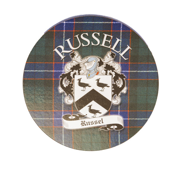 Clan/Family Name Round Cork Coaster Russell S