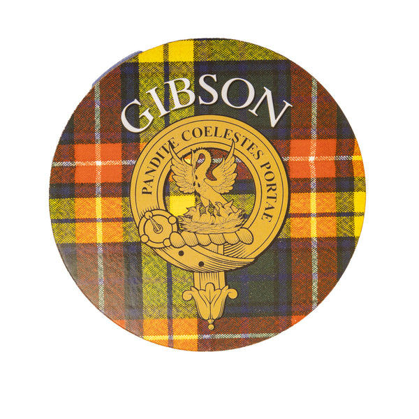 Clan/Family Name Round Cork Coaster Gibson S