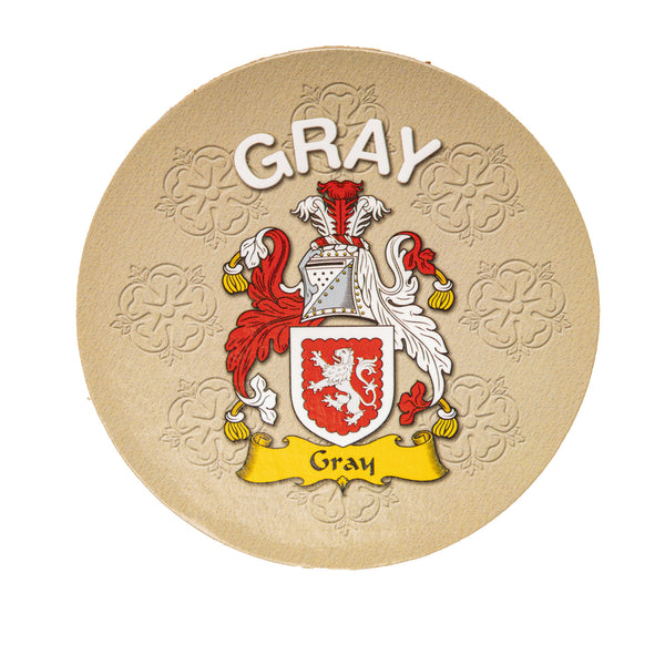 Clan/Family Name Round Cork Coaster Gray E