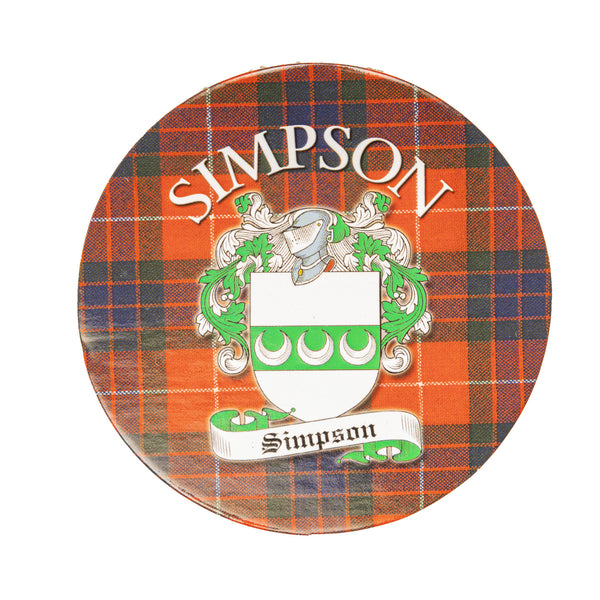 Clan/Family Name Round Cork Coaster Simpson S