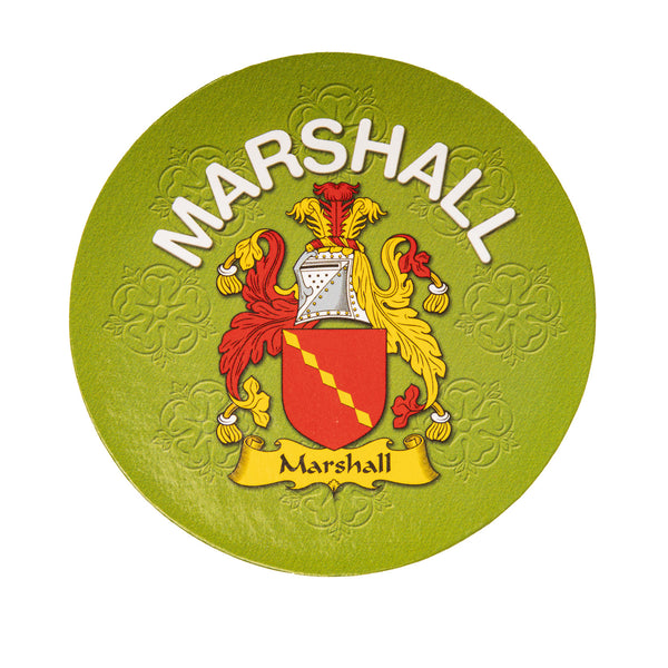Clan/Family Name Round Cork Coaster Marshall E