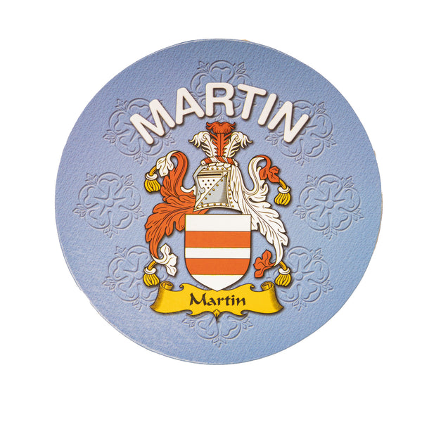 Clan/Family Name Round Cork Coaster Martin E