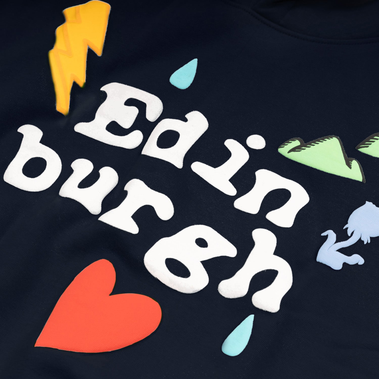 Adults Edin 3D Puff Printed Hooded Top Navy