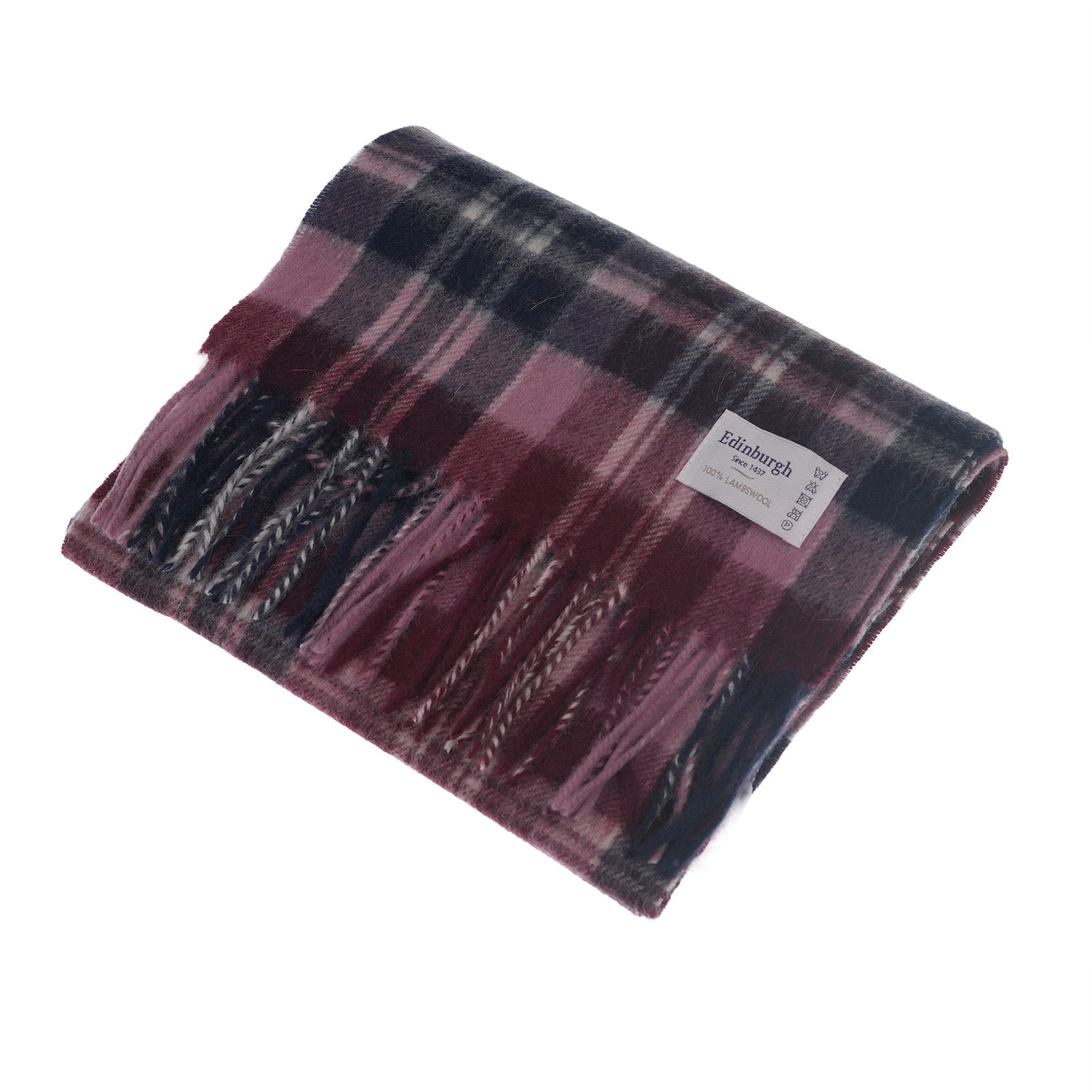 Edinburgh 100% Lambswool Tartan Scarf Macdonald Purple Mix