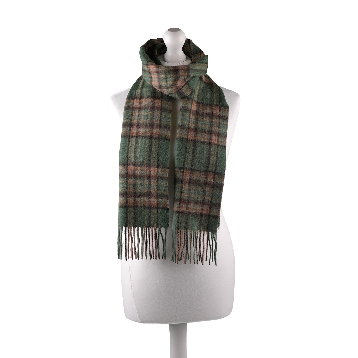 Edinburgh 100% Lambswool Tartan Scarf Royal Stewart Vintage Green