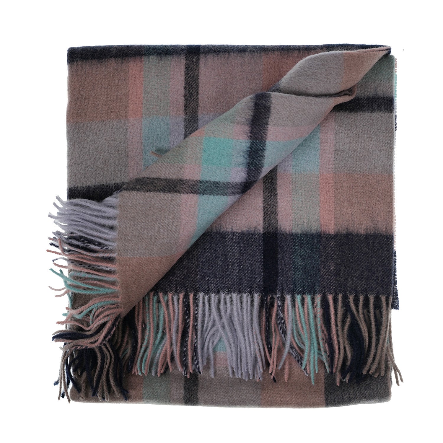 Mini Me Children’s Cape Edinburgh Lambswool Myriad Check - Navy/Greige/Light Blue