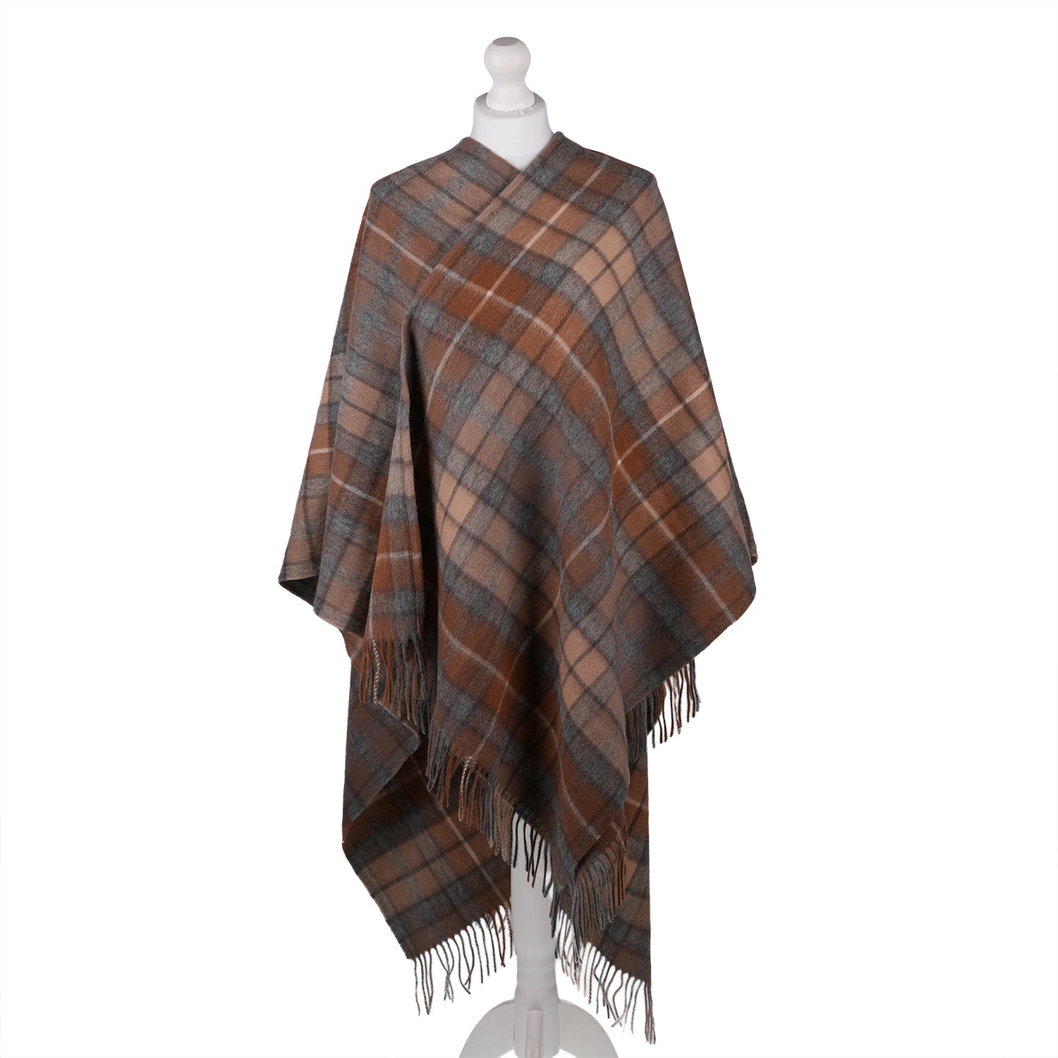 Edinburgh Lambswool Long Tartan Cape Buchanan Natural