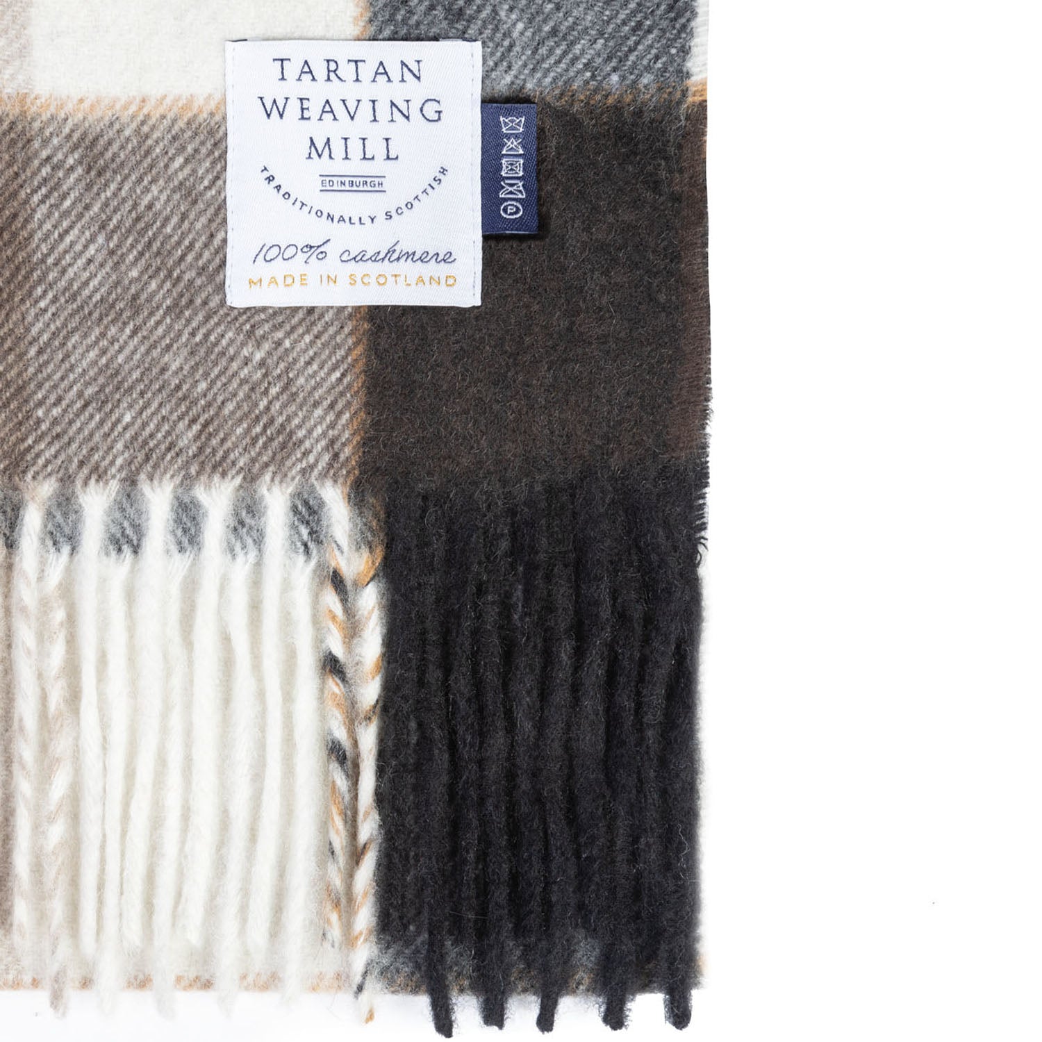 100% Cashmere Scarf Made In Scotland Block Pinstripe Cocoa 100% Cashmere Scarf Made In Scotland Block Pinstripe Cocoa