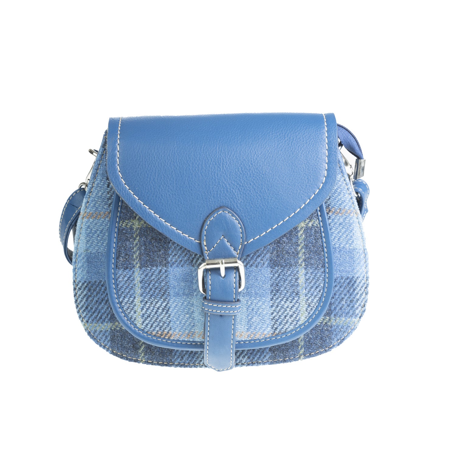 Ladies Ht Leather Shoulder Bag Blue Check / Blue