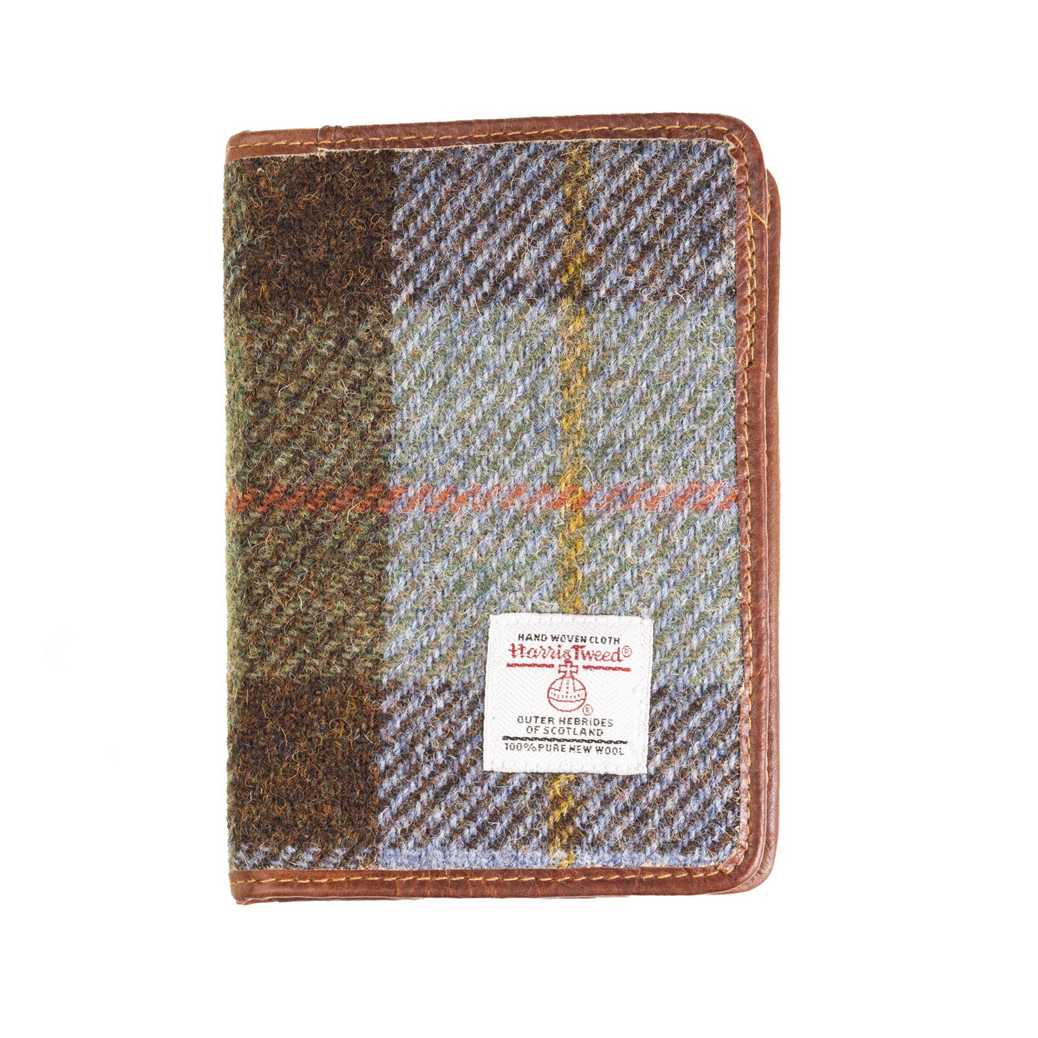 Harris Tweed Leather Passport Cover Lovat Check / Tan