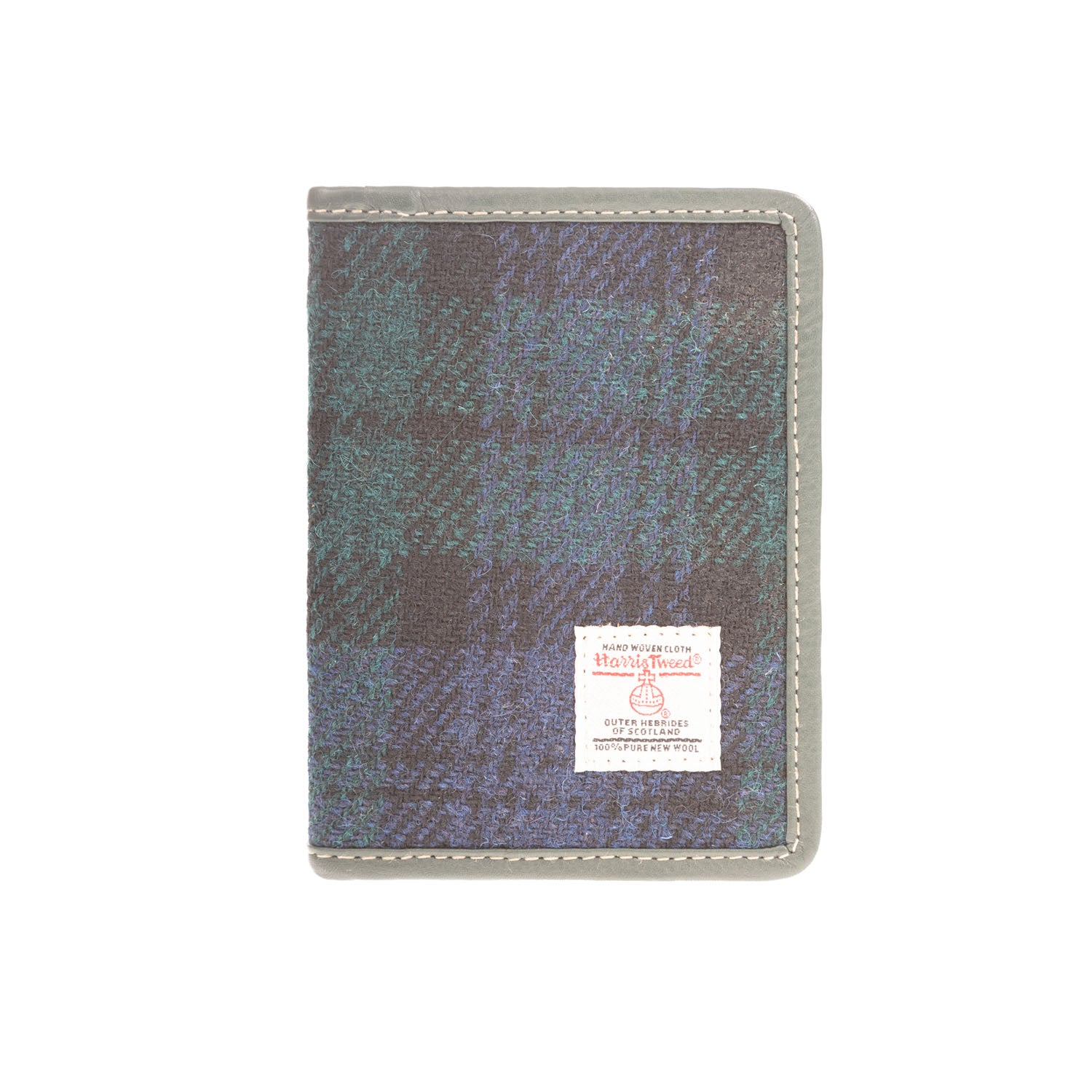 Harris Tweed Leather Passport Cover Black Watch / Green