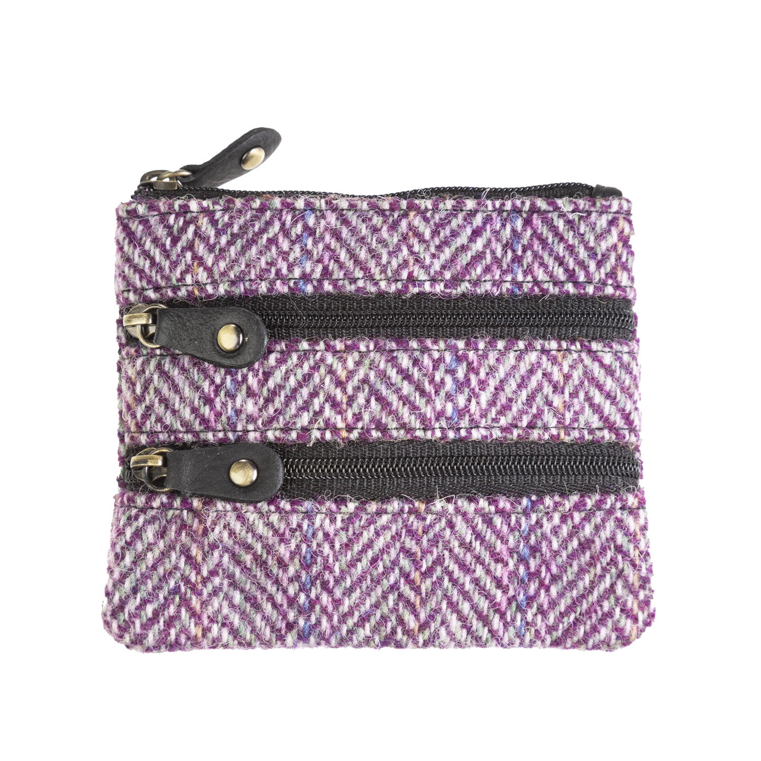 Ht Leather Coin Purse Plum Herringbone / Black