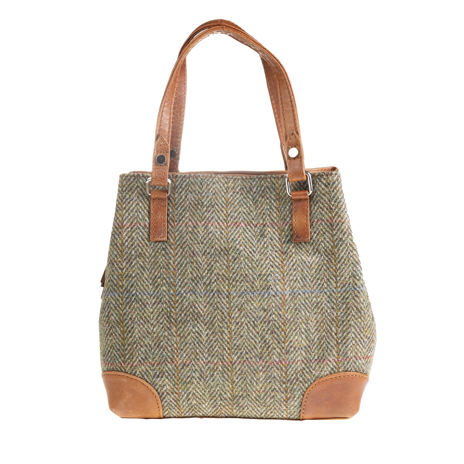 Ladies Ht Leather Hand Bag Lt Brown Check / Tan