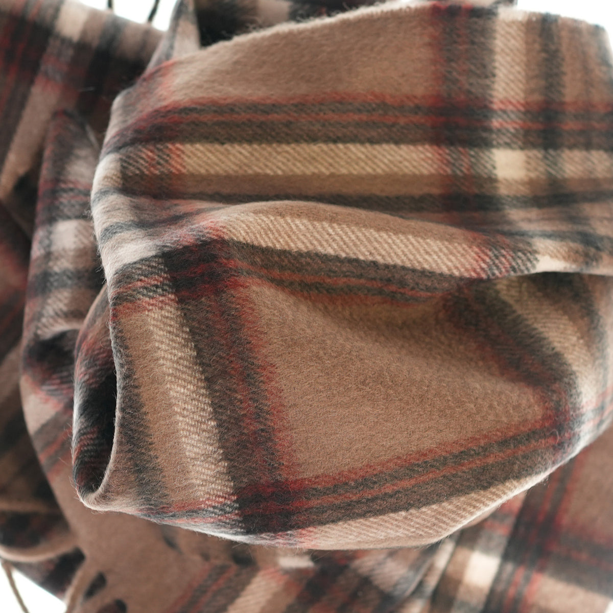 Balmoral 100% Cashmere Woven Scarf Tartan and Checks - Made in Scotland - MINK OYSTER