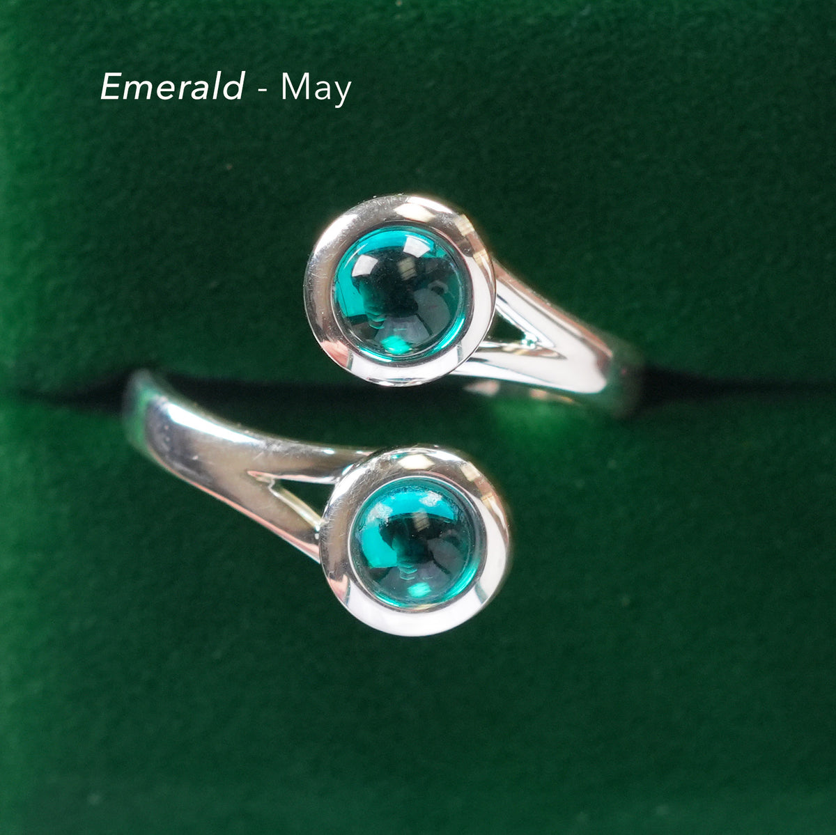 Art Pewter Celtic Birthstone Ring - Silver Plated Pewter - Made in Scotland - May (Emerald)