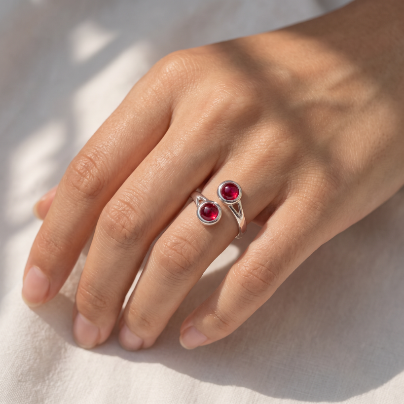 Art Pewter Celtic Birthstone Ring - Silver Plated Pewter - Made in Scotland - January (Gamet)