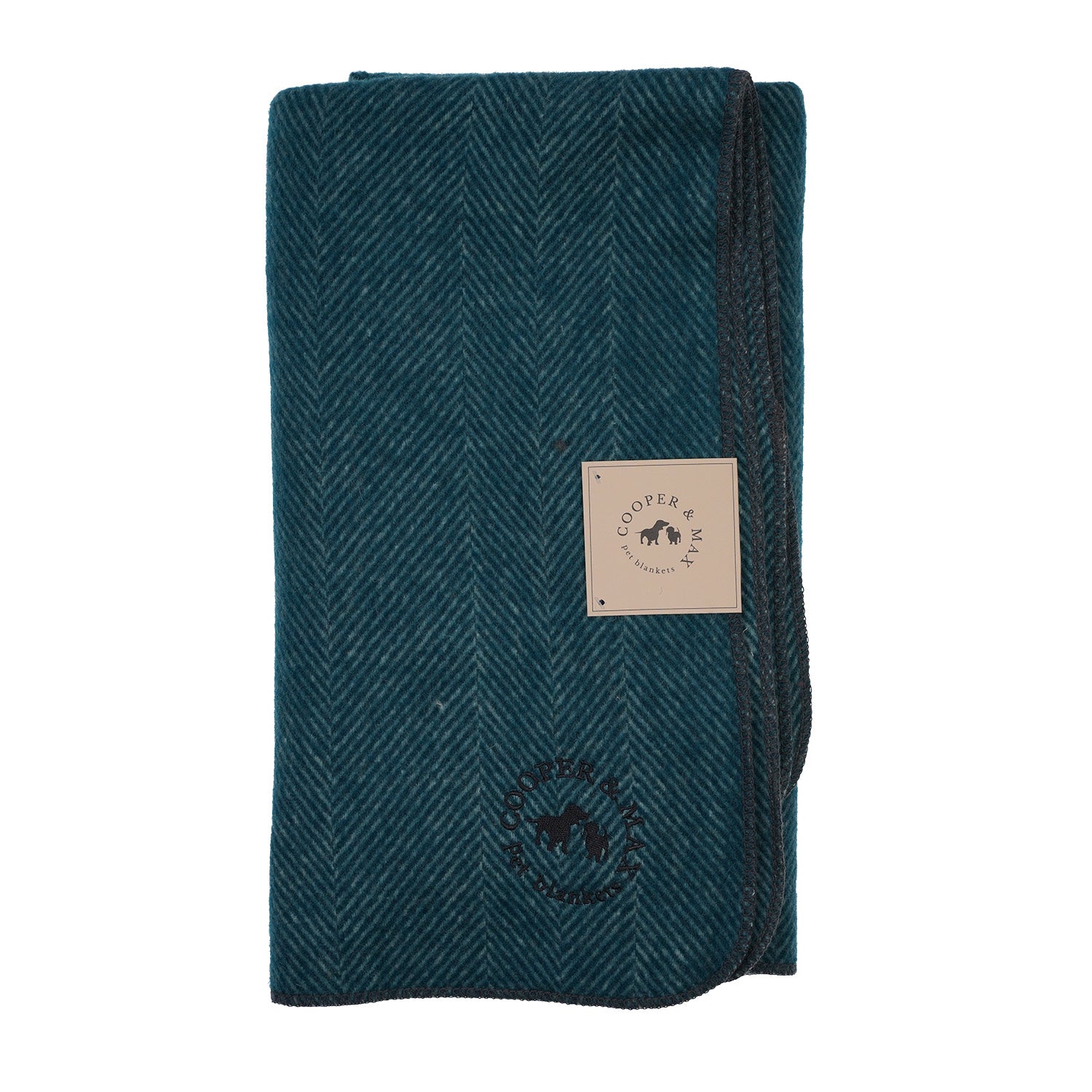 Recycled Wool Herringbone Pet Blanket – 150cm x 90cm - TURQUOISE