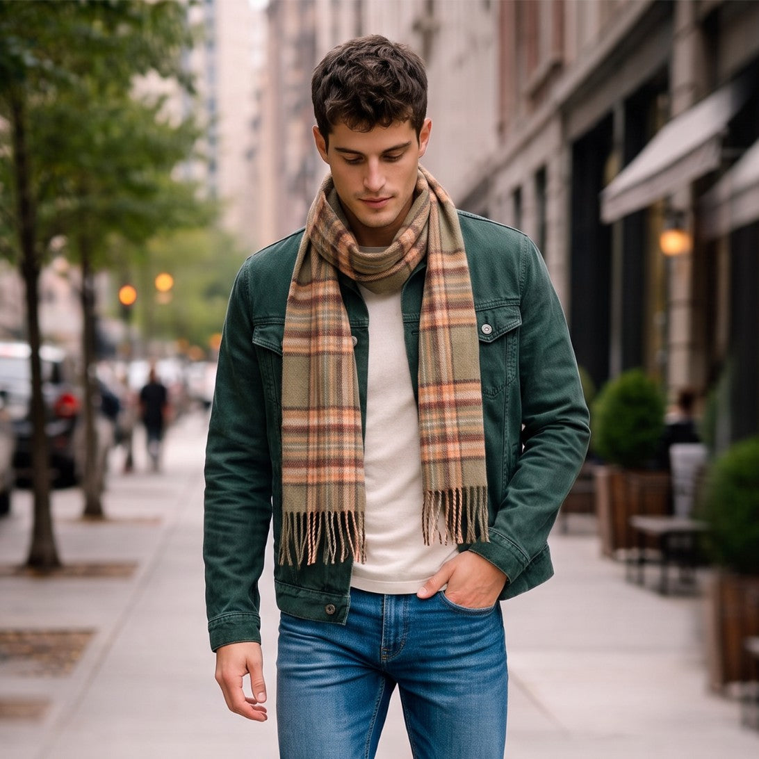 Edinburgh 100% Lambswool Scarf – Premium Soft Wool Wrap - ROYAL STEWART VINTAGE GREEN