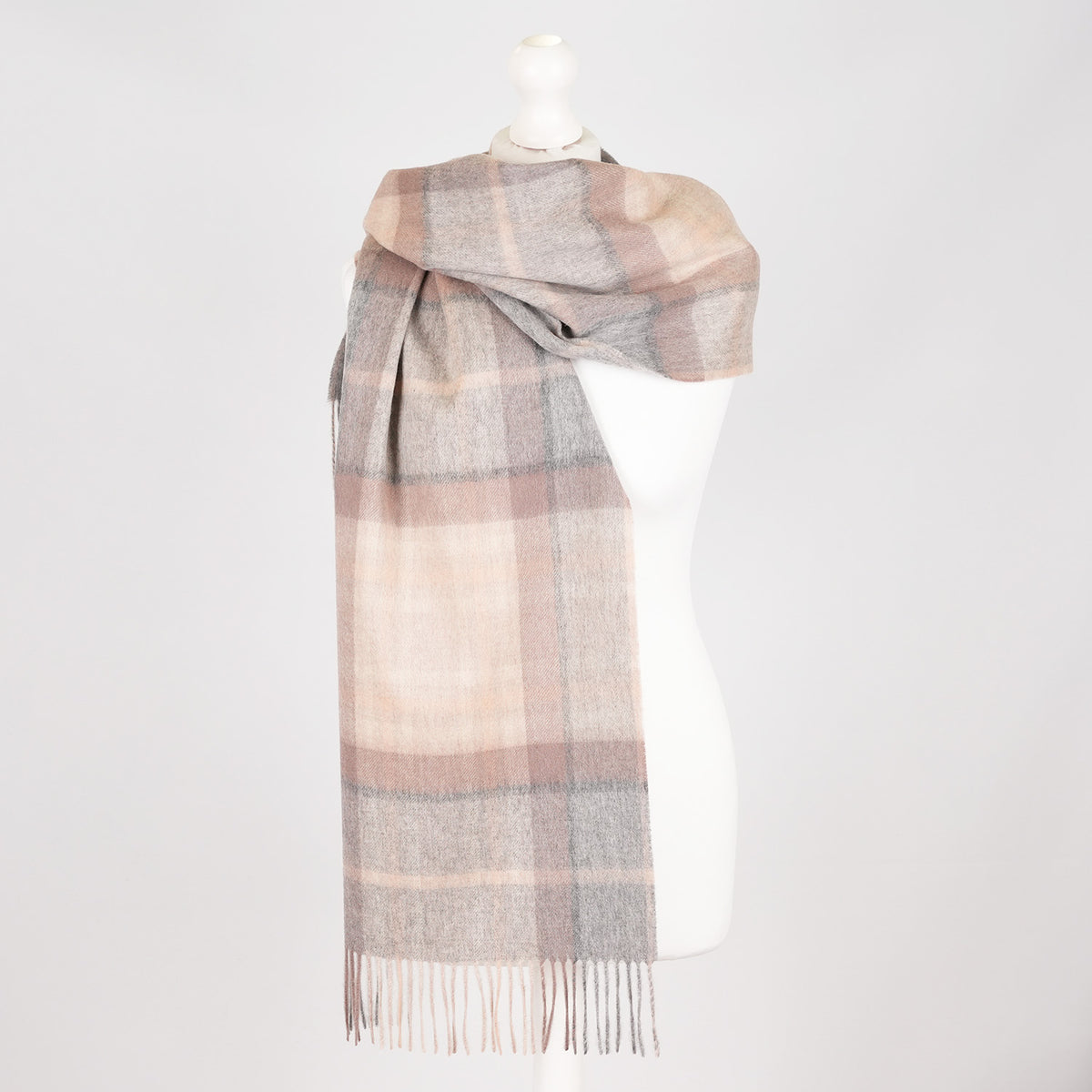 Heritage of Scotland 100% Lambswool Wide Scarf Soft Unisex Winter Wrap - Tartan & Check Designs - MACKELLAR NATURAL
