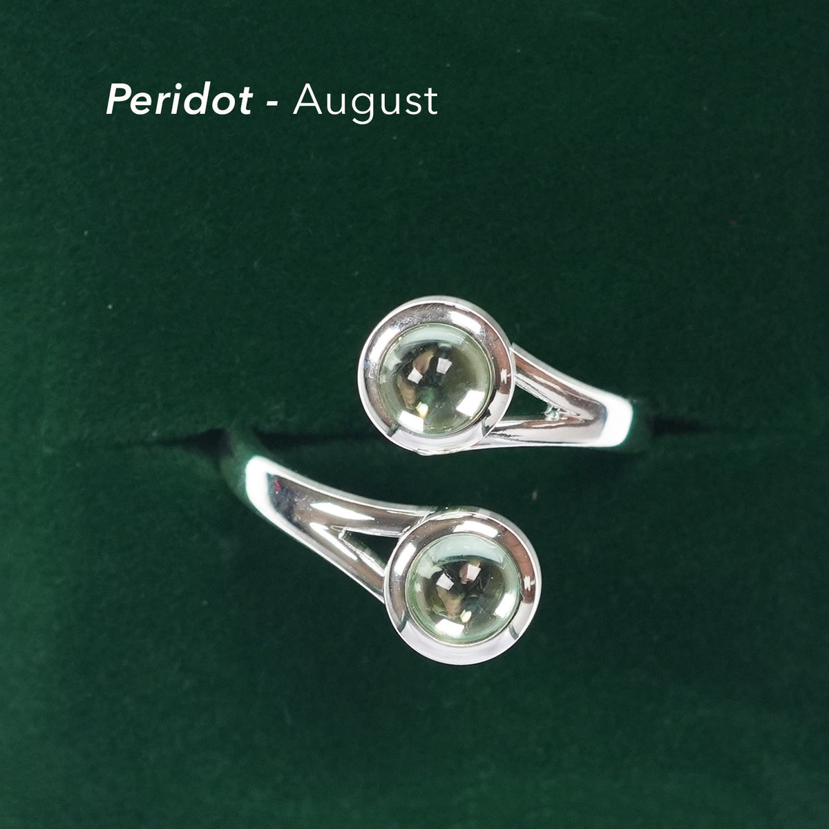 Art Pewter Celtic Birthstone Ring - Silver Plated Pewter - Made in Scotland - August (Peridot)