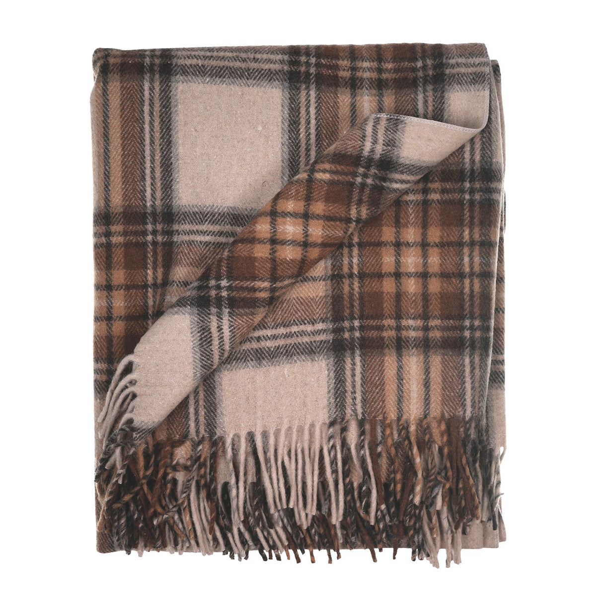 Scottish Tartan Wool-Blend Blanket Throw – Highland Comfort - Highland Wool Blend Tartan Blanket Throw - STEWART NATURAL DRESS