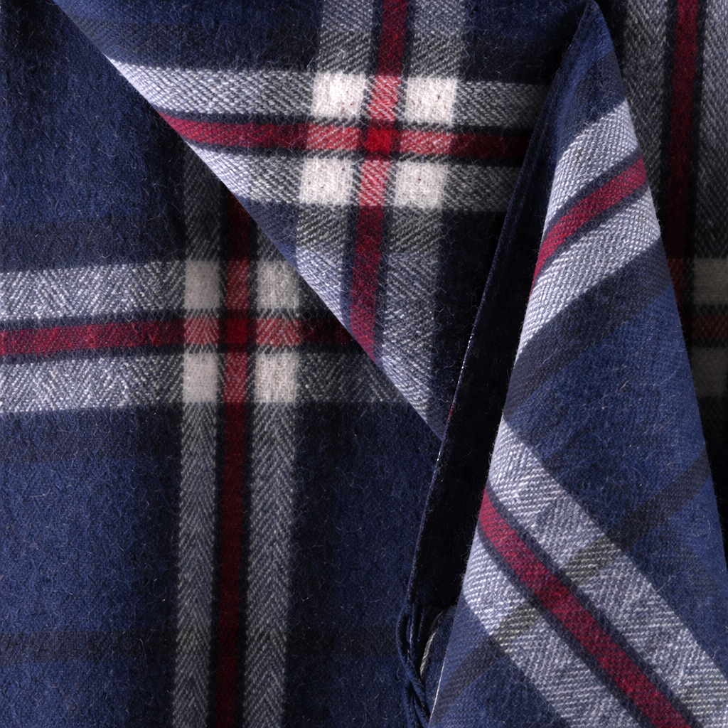 Scottish Tartan Wool-Blend Blanket Throw – Highland Comfort - Highland Wool Blend Tartan Blanket Throw - THOMSON NAVY