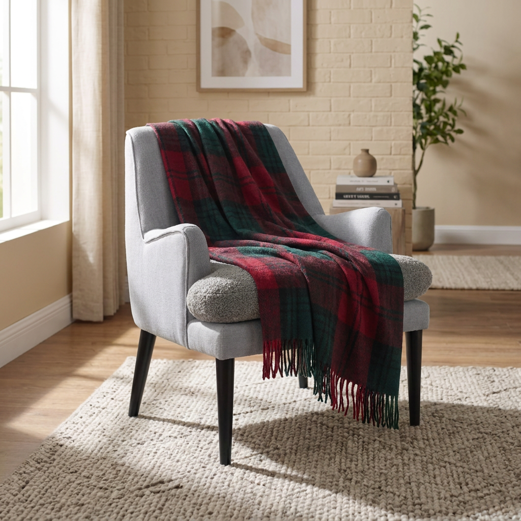 Scottish Tartan Wool-Blend Blanket Throw – Highland Comfort - Highland Wool Blend Tartan Blanket Throw - LINDSAY