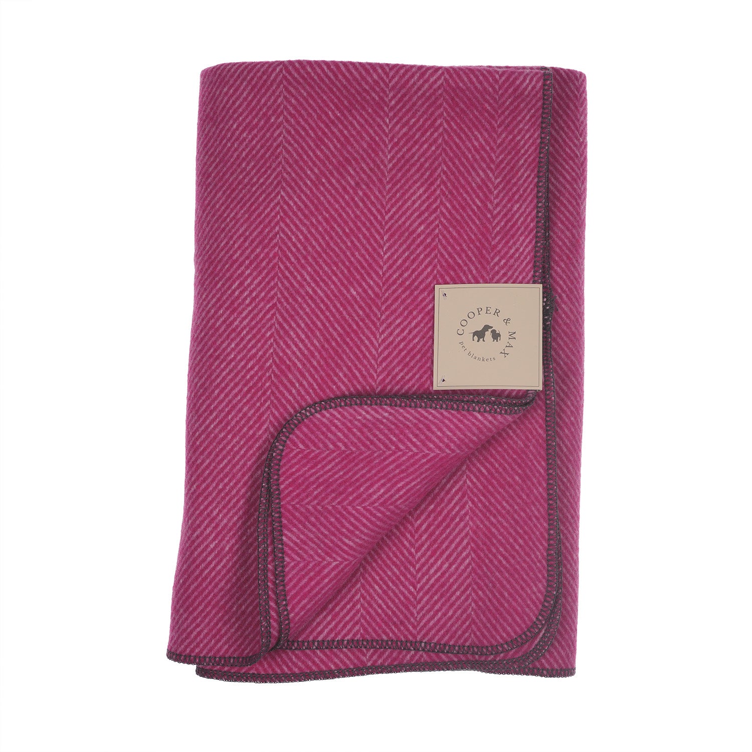 Recycled Wool Herringbone Pet Blanket – 150cm x 90cm - PINK