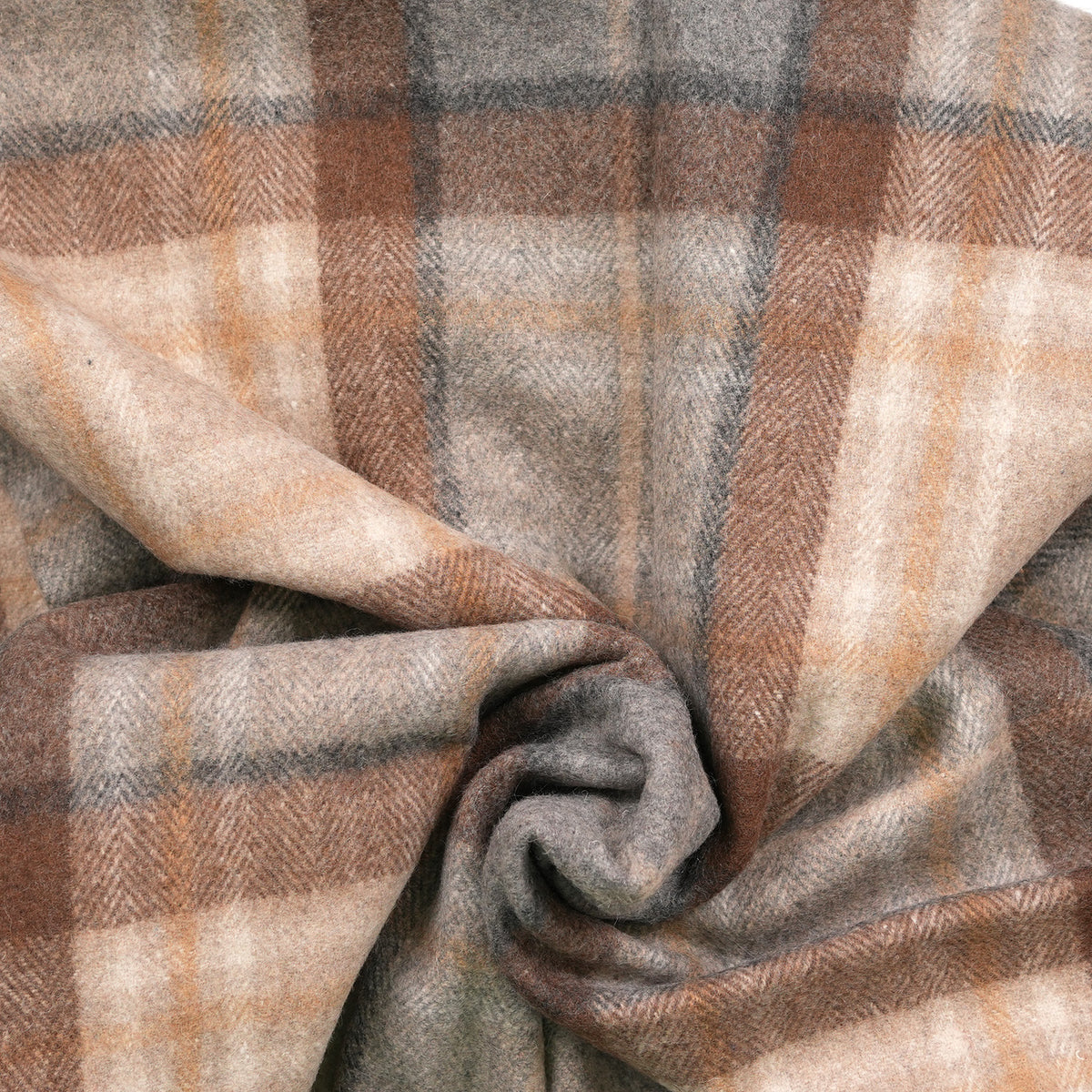 Scottish Tartan Wool-Blend Blanket Throw – Highland Comfort - Highland Wool Blend Tartan Blanket Throw - MACKELLAR NATURAL